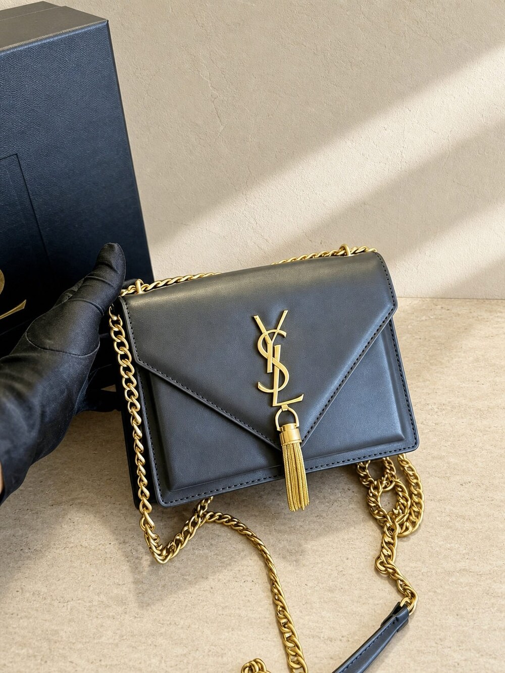Yves Saint Laurent Kate Small Black Leather Tassel Chain Bag - Picture 3 of 6